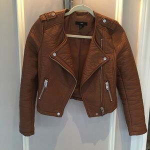 Brown vegan Moto jacket